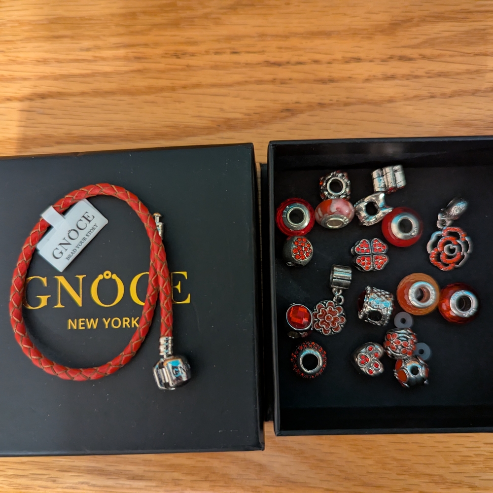 Red and Silver Charm Bracelet